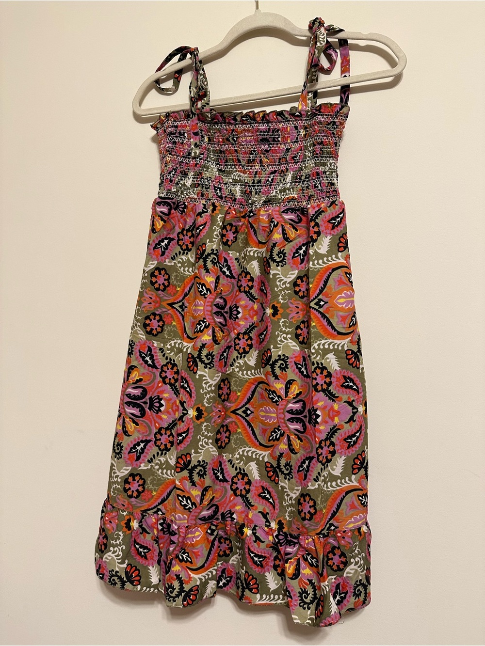 Magazine Women’s Smocked Strap Mini Dress Paisley Multi Printed Dress Sz Small